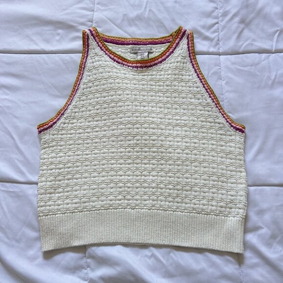 Sincerely Jules Sleeveless Sweater Crop Top Tank Womens XL Cream Knit - Picture 1 of 6
